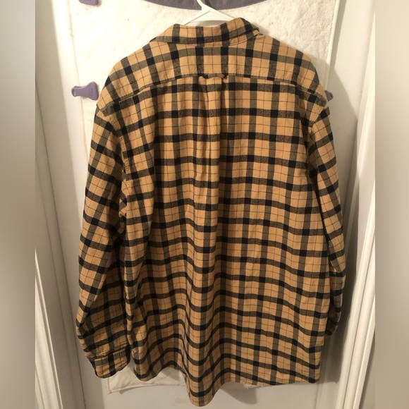 Filson Cotton Plaid Flannel Button Up Shirt in Camel and Black - Size XXL - Picture 8 of 9